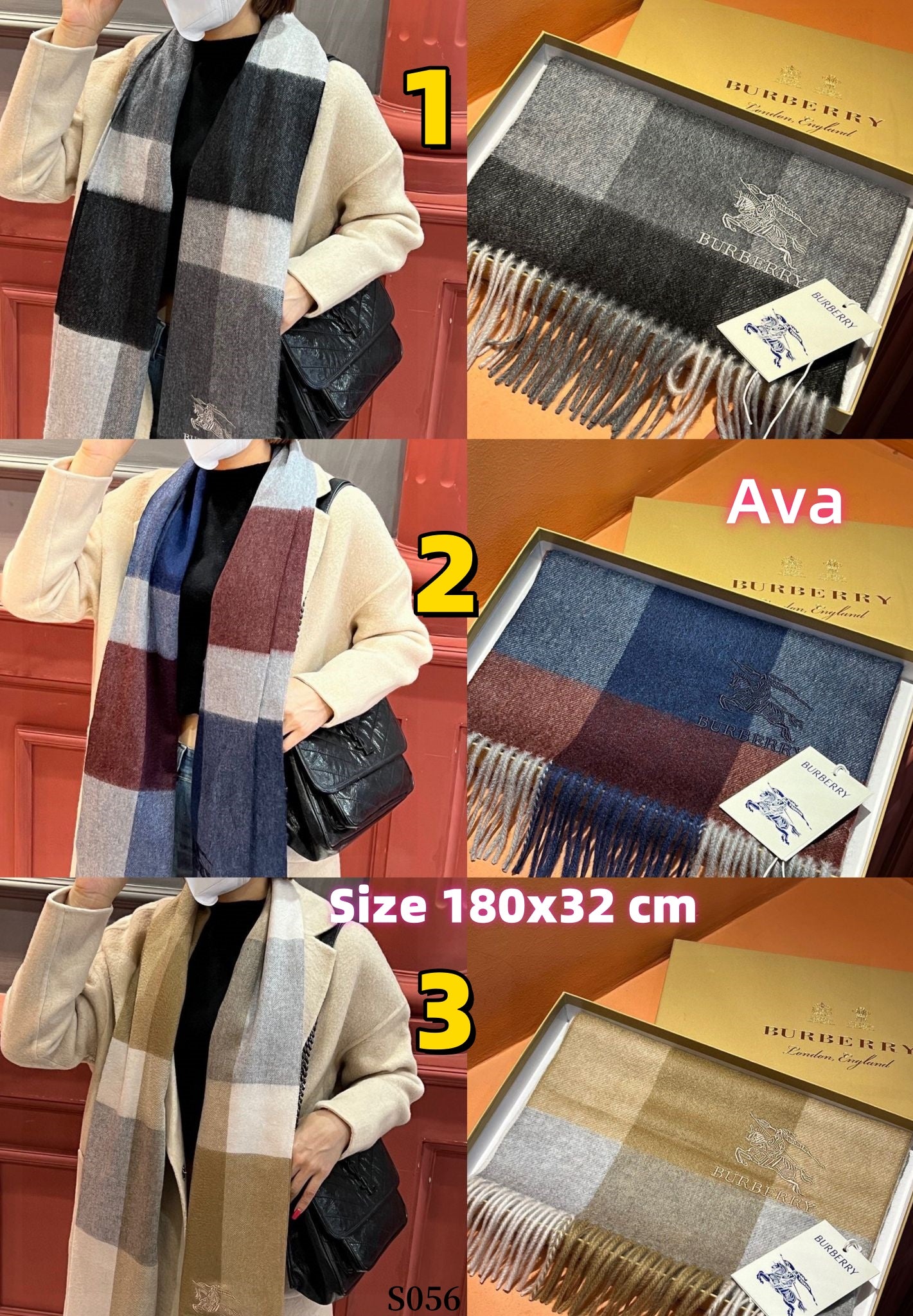 S056 Burberry Men's Reversible Scarf