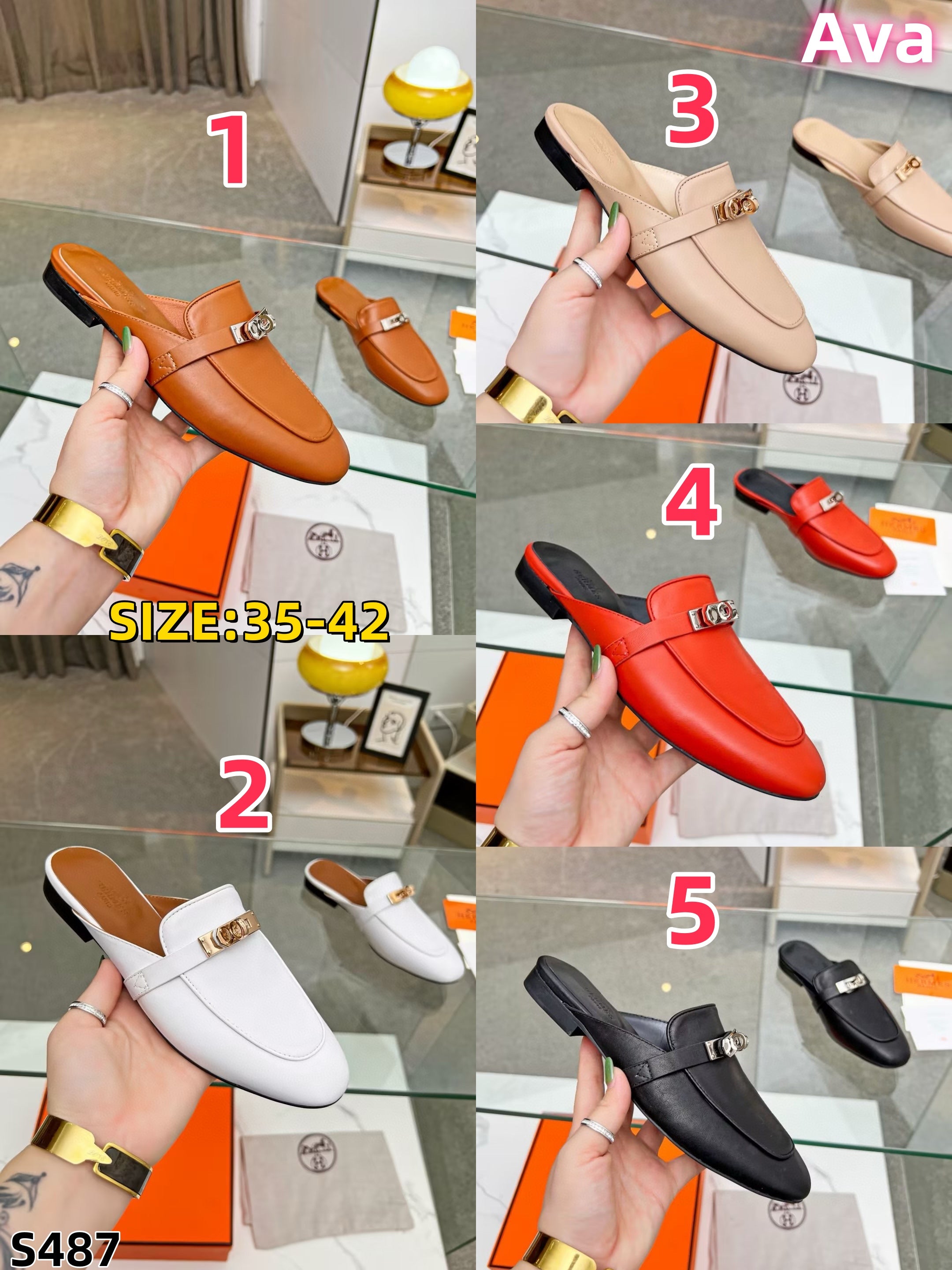 S487 Hermès Oz mule shoes