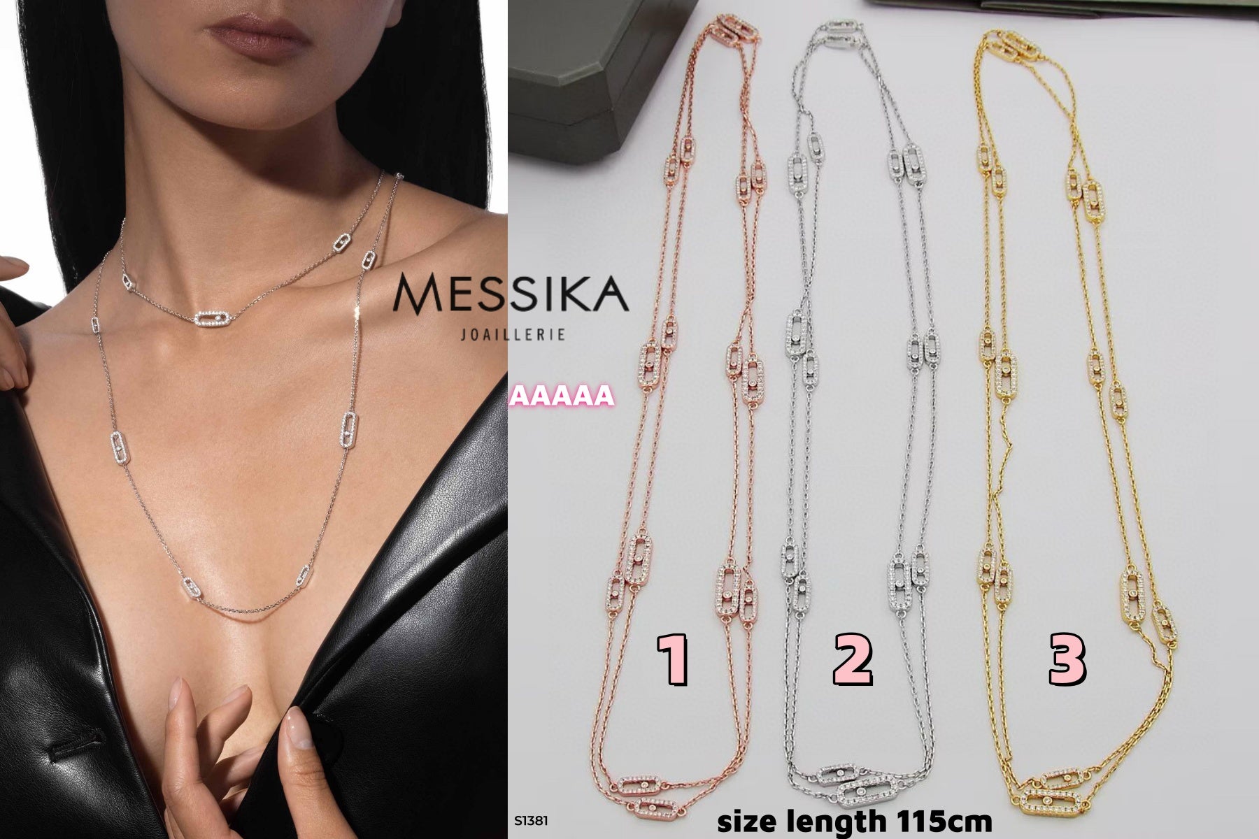 S1381 Messika Double-Layer Full Diamond Necklace