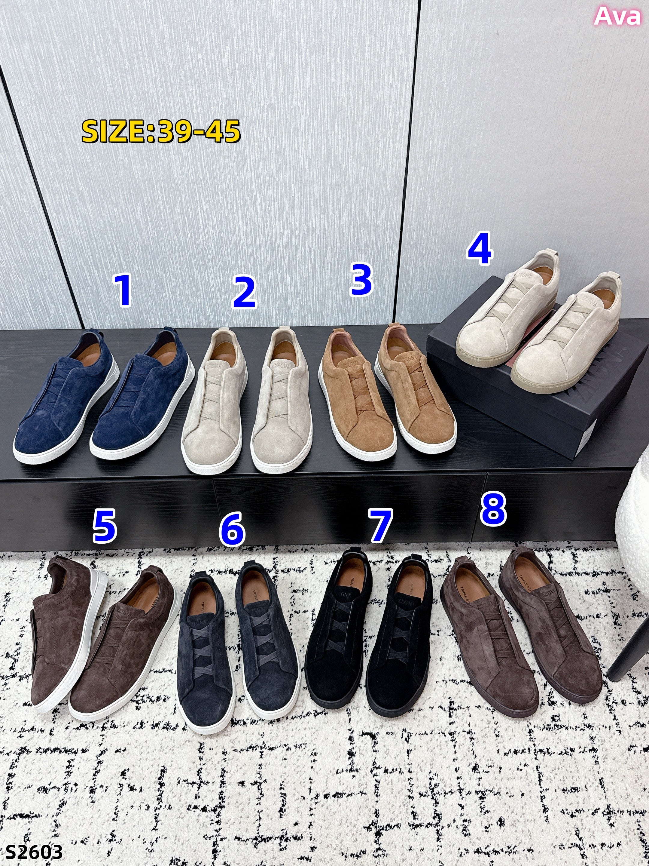 S2603 ZEGNA Triple Stitch Suede Casual Shoes
