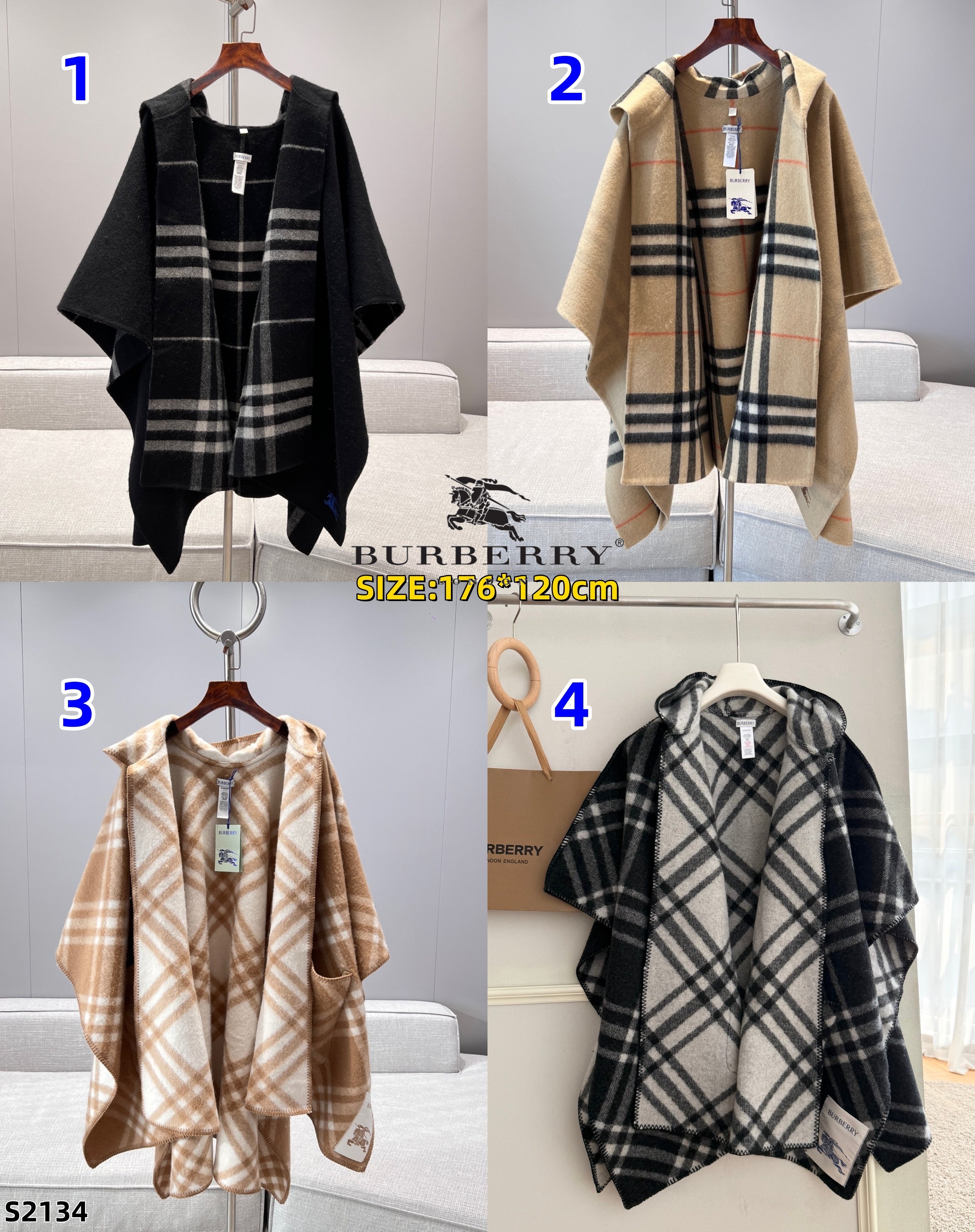 S2134 Burberry Hooded Caper
