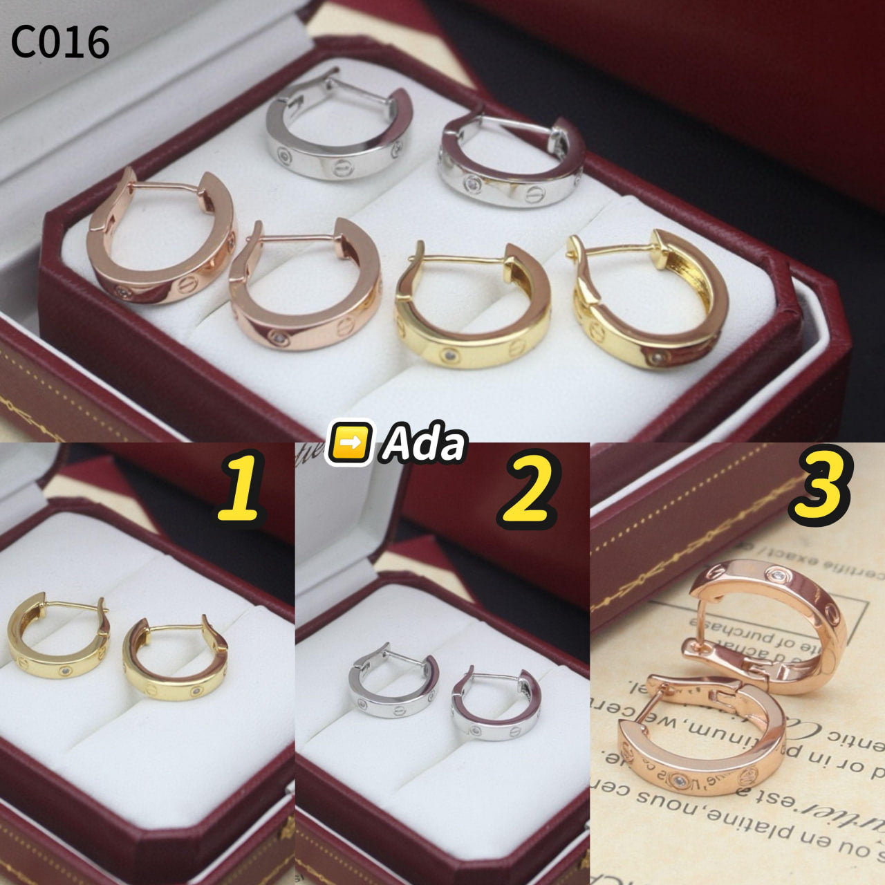 C016 love stud earrings solitaire