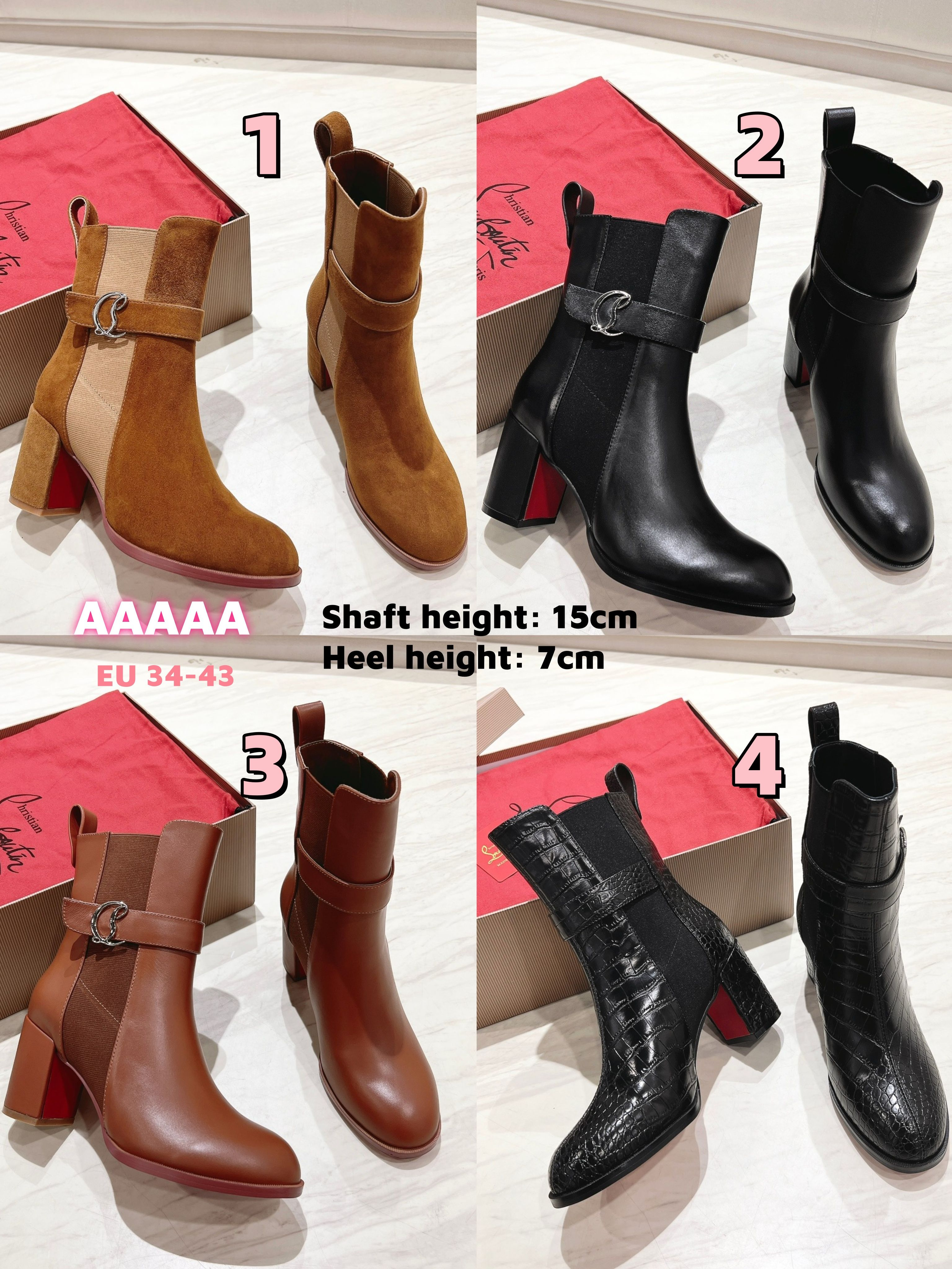 S1163 Christian Louboutin 2024s S chunky heel platform boots