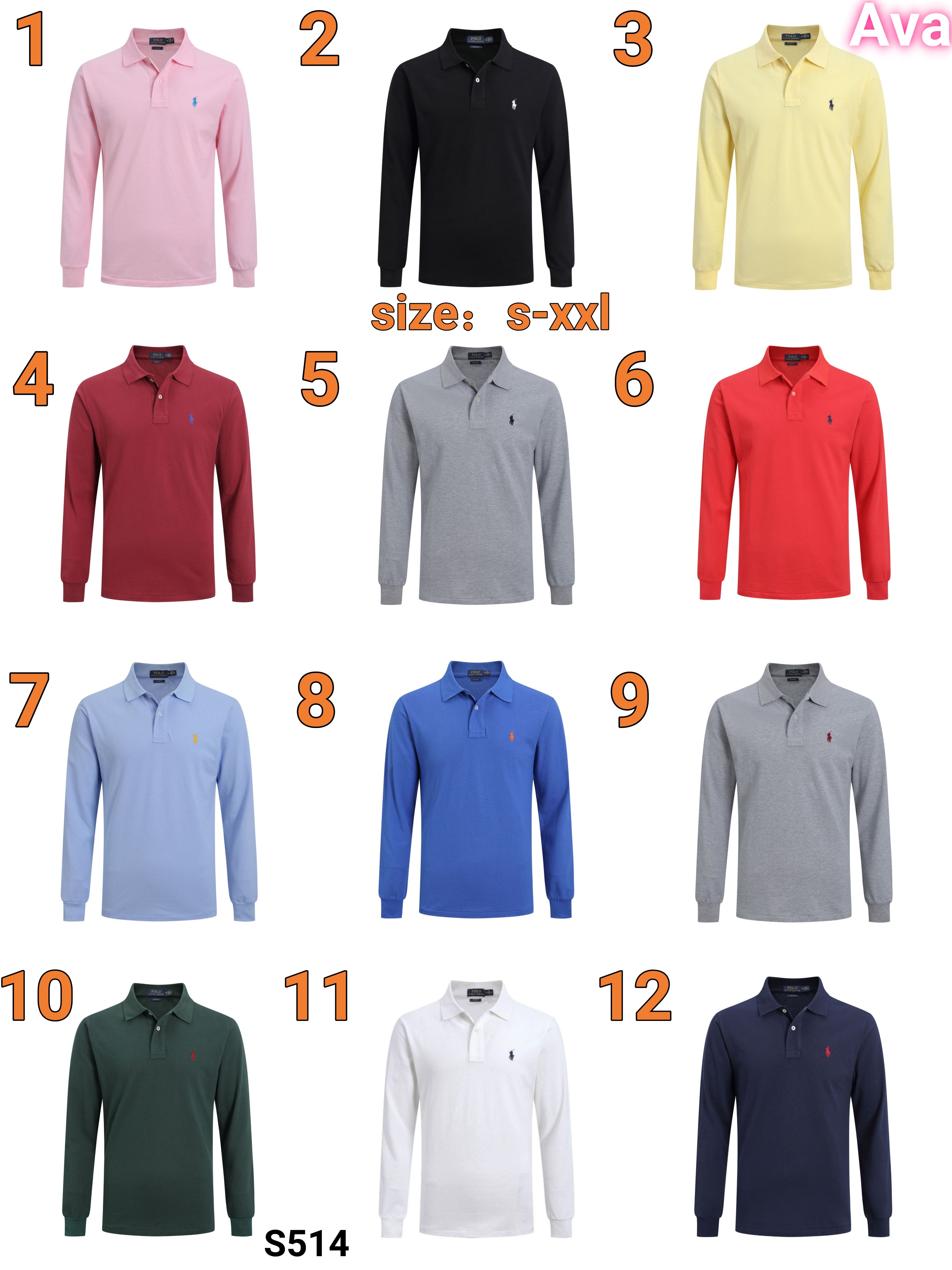 S514 Ralph Lauren Men's Polo Long Sleeve Shirt